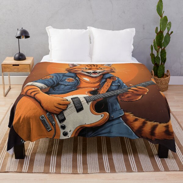 Item preview, Orange rock guitarist cat designed and sold by Roland Mitterbauer.