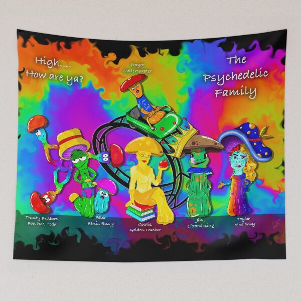 Item preview, The Psychedelic Family, Magic Mushrooms, Rainbow Abstract Art designed and sold by MayGreenAbgrall.