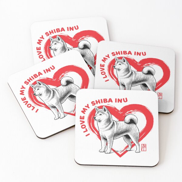 Item preview, I Love My Shiba Inu - I Love my dog - Endearing dog designed and sold by ArtProjectShop.