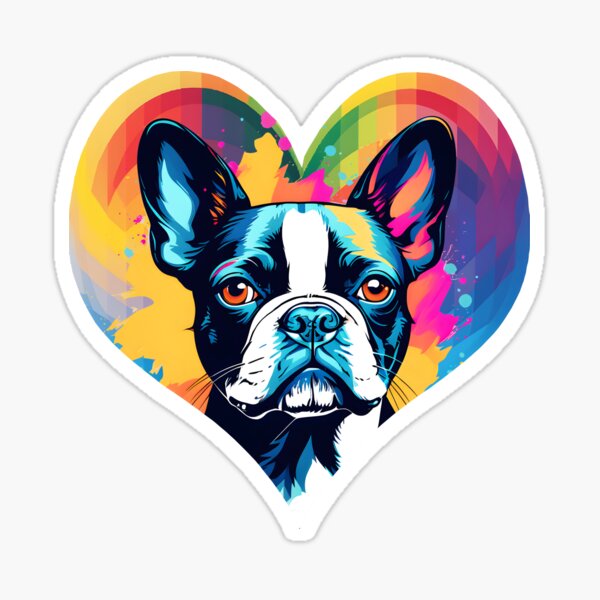 Item preview, Love Bostons (Terriers) Vibrant Colorful Palette Heart Frame designed and sold by Rogue Wizard.