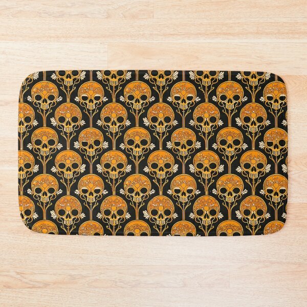 Item preview, Orange Art Deco Style Skulls Pattern designed and sold by ossiagraphics.