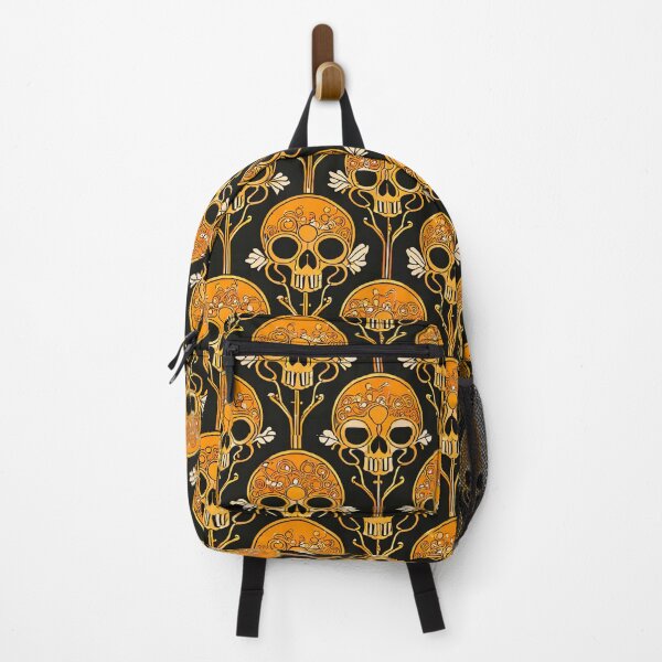 Item preview, Orange Art Deco Style Skulls Pattern designed and sold by ossiagraphics.