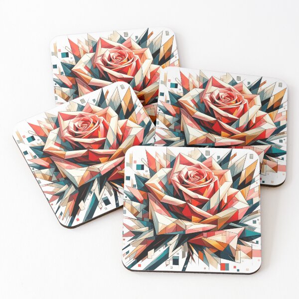 Item preview, A rose designed in a cubist style with multi-faceted, geometric shapes and a vibrant color spectrum. designed and sold by NexusSales.