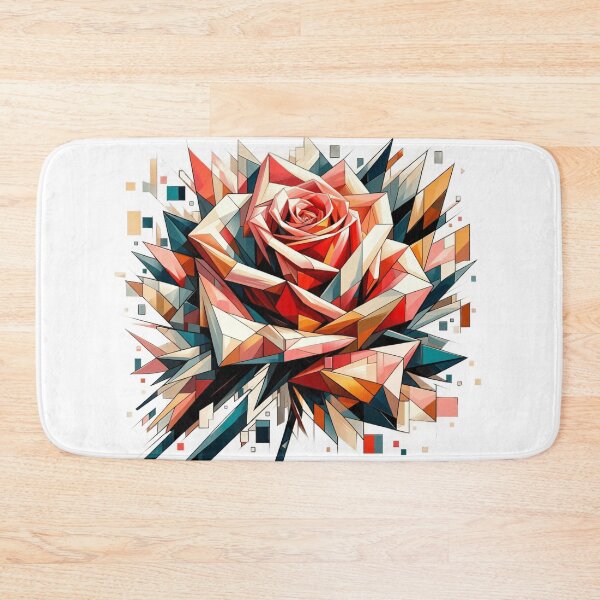 Item preview, A rose designed in a cubist style with multi-faceted, geometric shapes and a vibrant color spectrum. designed and sold by NexusSales.