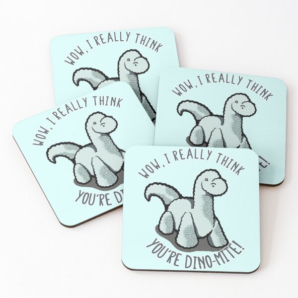 Item preview, Dinosaur Pun Knitted Doll Wow, I Really Think You Are Dino-Mite! designed and sold by UB Draws.
