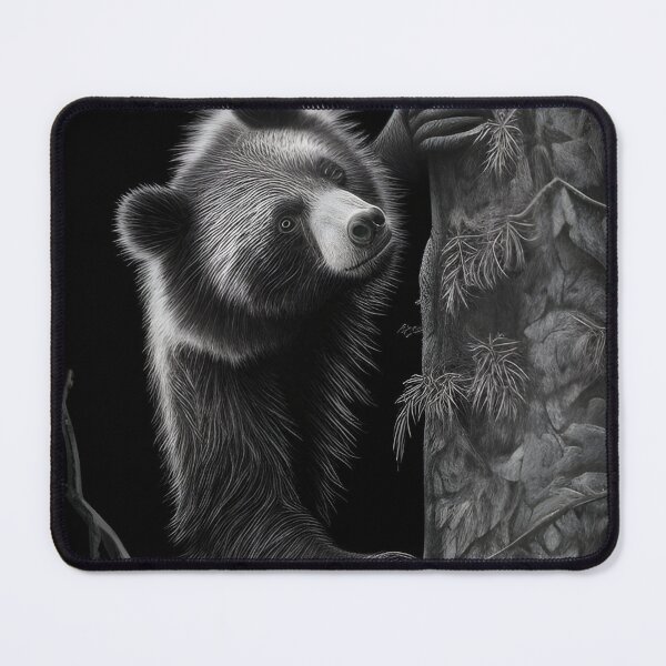 Item preview, Black and white Bear in a Tree pencil drawing designed and sold by Pencil-Art.