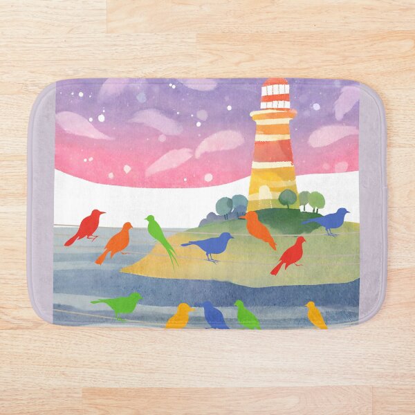 Item preview, colourful lighthouse and colourful birds designed and sold by Vilemo.