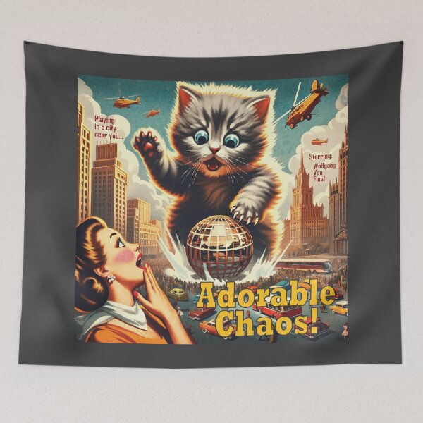 Item preview, Adorable Chaos! - Giant Kitten Plays in City (Dark Backgrounds) designed and sold by WolfgangVFloof.