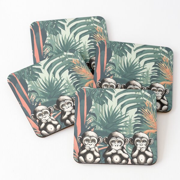 Item preview, Monkey See Monkey Do, Cute Baby Monkeys and Tropical Rainforest Background, Funny Monkey Art Gifts For Animal Lovers  designed and sold by Cuteanimalgifts.