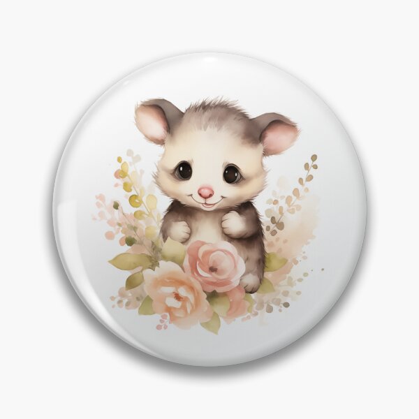 Item preview, Cute watercolor opossum with pink flowers designed and sold by irashpi.