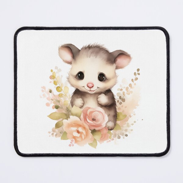 Item preview, Cute watercolor opossum with pink flowers designed and sold by irashpi.