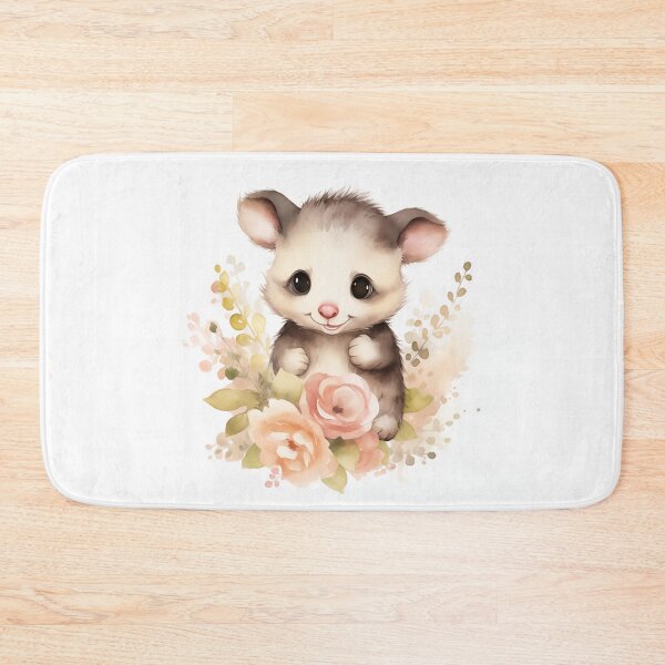 Item preview, Cute watercolor opossum with pink flowers designed and sold by irashpi.