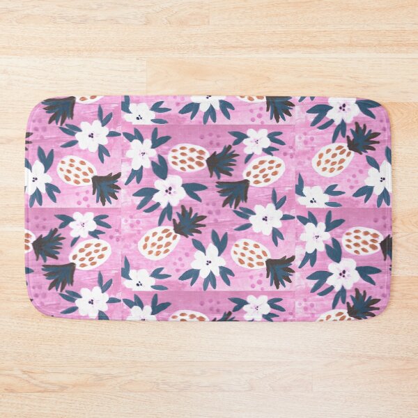 Item preview, Pineapples and Flowers on Pink designed and sold by LindaShariceArt.