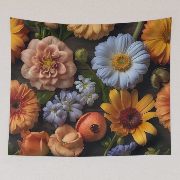 Item preview, A group of flowers on a wood surface designed and sold by johndesign88.