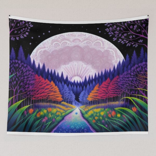 Item preview, Trail of Flowers Forest Mountains and Moon designed and sold by TheDarkWardrobe.