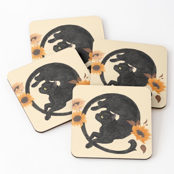 Item preview, Black Cat with Sunflowers  designed and sold by Lily Tomkinson.