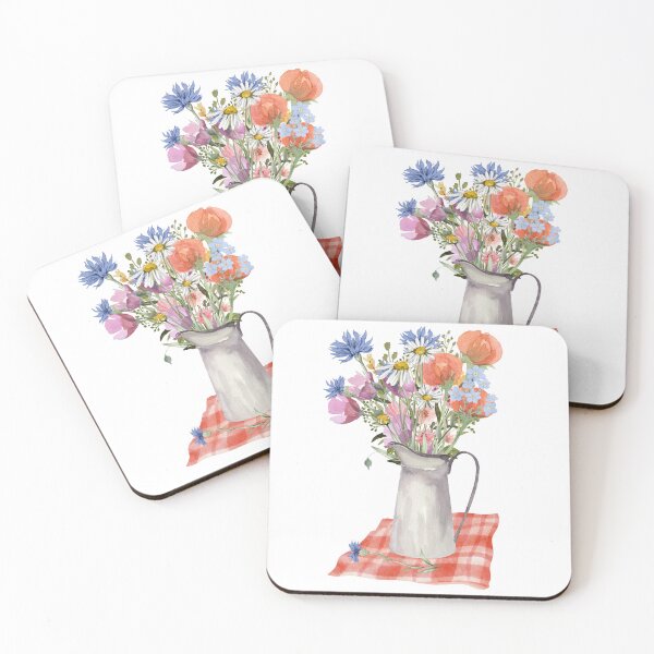 Item preview, field flowers in vase floral botanical cotage designed and sold by Dominika Farkašová.
