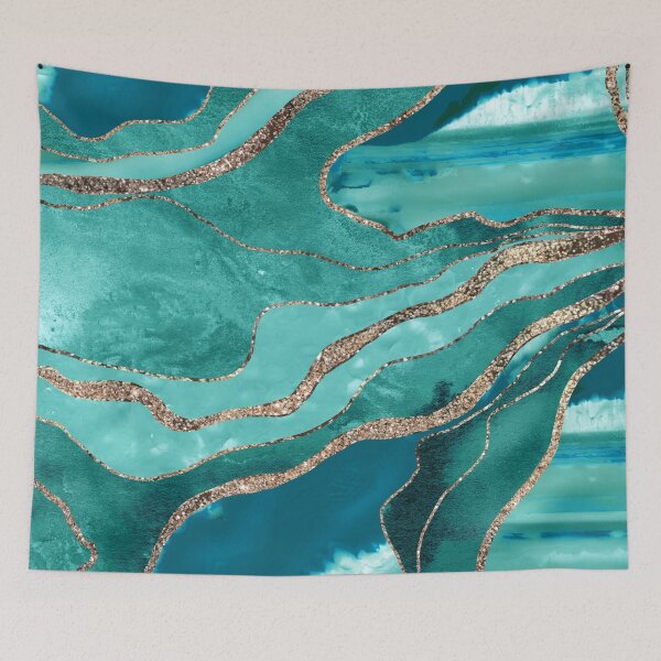 Item preview, Soft Turquoise Teal Marble Agate Gold Glam #1 (Photo of Glitter Only - Not Reflective) designed and sold by Anita's & Bella's Art.