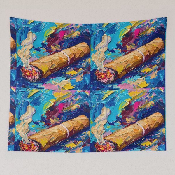 Item preview, Whimsical Chromatics- A Cigar's Watercolor Whirlwind in Expressive Brushstrokes AI Generated designed and sold by OlfactoART Studio.