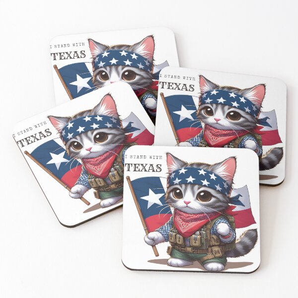 Item preview, Freedom Fighter Kitten Stand With Texas designed and sold by PrintWizardArt.