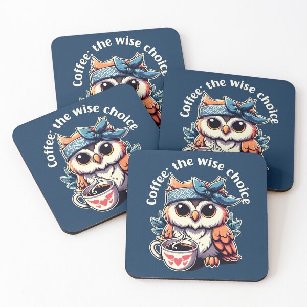 Item preview, Coffee: The Wise Choice - Owl With Coffee designed and sold by MusesWhispers.