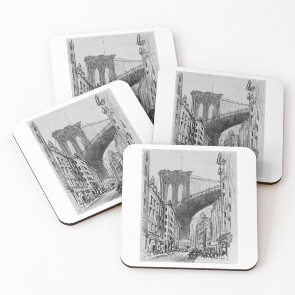 Item preview, City sketch of New York with a view to Brooklyn Bridge designed and sold by SLGA-Designs.