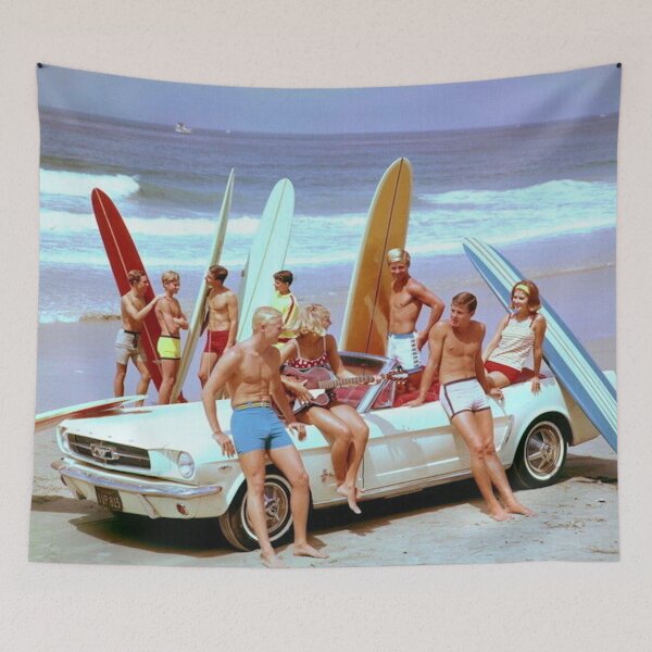Item preview, People on the beach in a mustang convertible designed and sold by Road To Track.