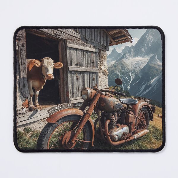 Item preview, Cow and motorcycle on the mountain pasture designed and sold by hhh-art.