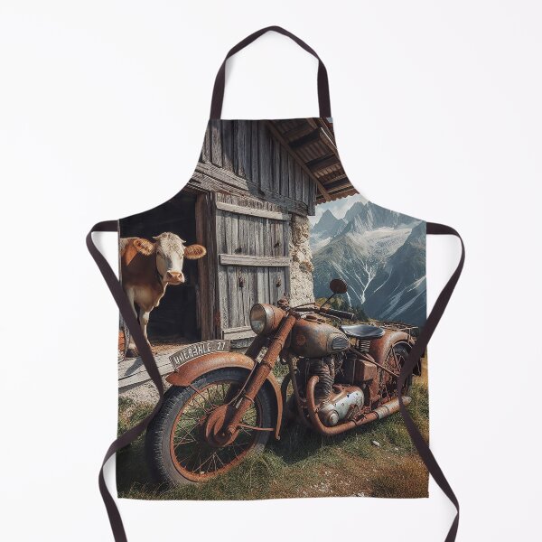 Item preview, Cow and motorcycle on the mountain pasture designed and sold by hhh-art.