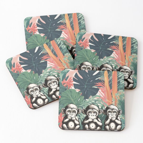 Item preview, Monkey See Monkey Do, Cute Baby Monkeys and Tropical Rainforest Background, Funny Monkey Art Gifts For Animal Lovers  designed and sold by Cuteanimalgifts.