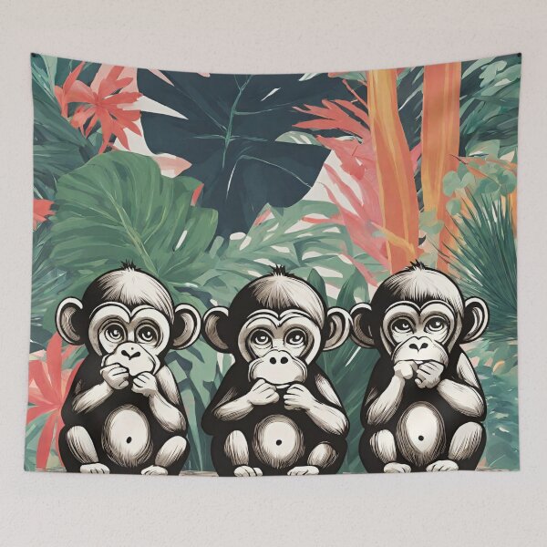 Item preview, Monkey See Monkey Do, Cute Baby Monkeys and Tropical Rainforest Background, Funny Monkey Art Gifts For Animal Lovers  designed and sold by Cuteanimalgifts.