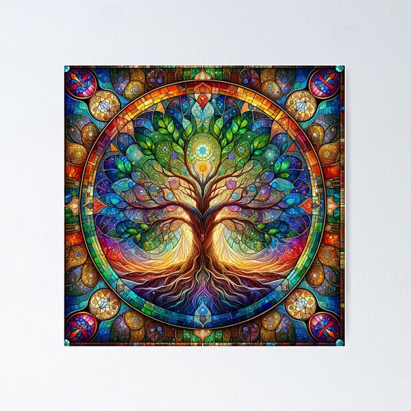 Item preview, Tree of Life in Stain Glass style designed and sold by TheScruffyGoose.