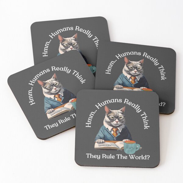 Item preview, Gray Cat painting, Cat Reading Book, Coffee, Philosophical cat, Glasses, Cat quotes,  designed and sold by karinasalwaszka.