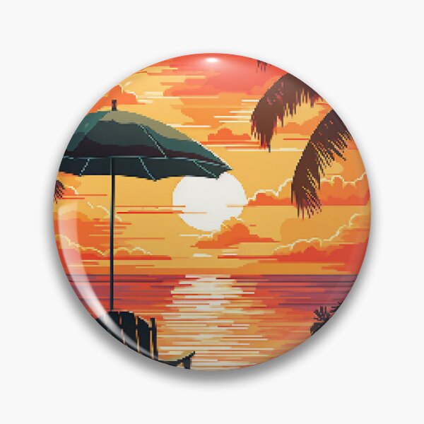 Item preview, California Beach Sunset Backyard Retro Pixel Art designed and sold by LVTFCOarts.