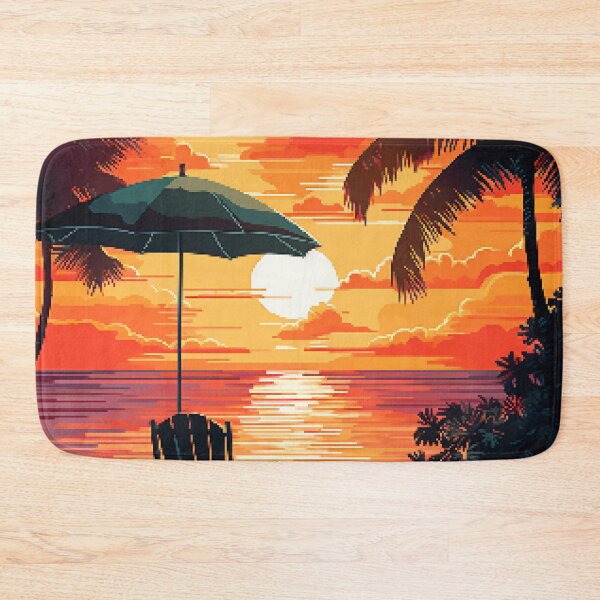 Item preview, California Beach Sunset Backyard Retro Pixel Art designed and sold by LVTFCOarts.