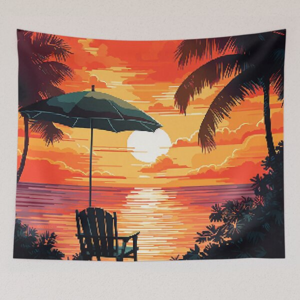 Item preview, California Beach Sunset Backyard Retro Pixel Art designed and sold by LVTFCOarts.
