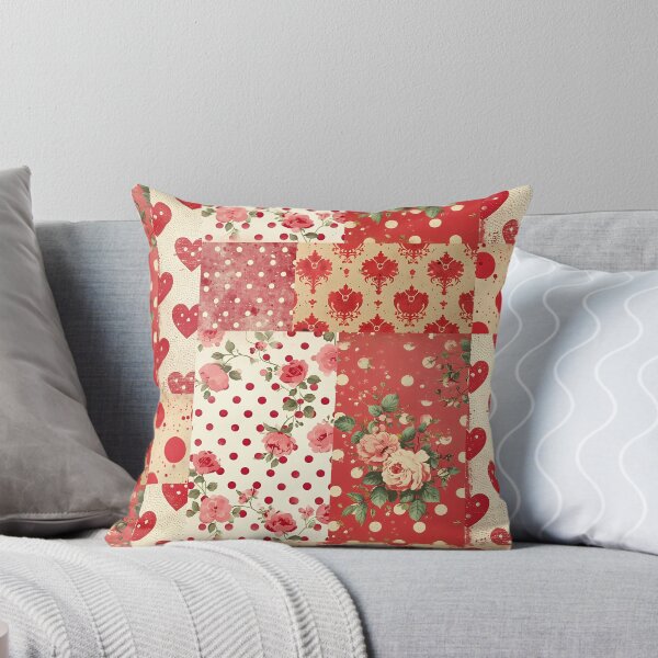Item preview, Cute Red Vintage Shabby Chic Patchwork Hearts Florals  designed and sold by Hevaweva.