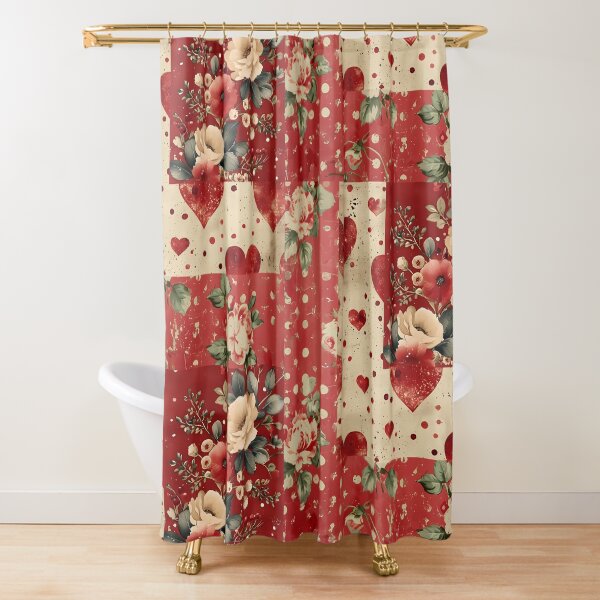 Item preview, Cute Red Vintage Shabby Chic Patchwork Hearts Florals  designed and sold by Hevaweva.