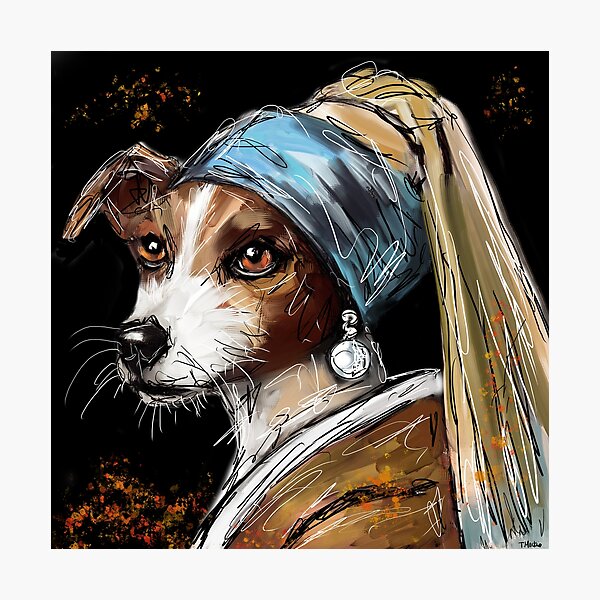 Item preview, Jack Russell with a Pearl Earring designed and sold by TraceyMackieArt.