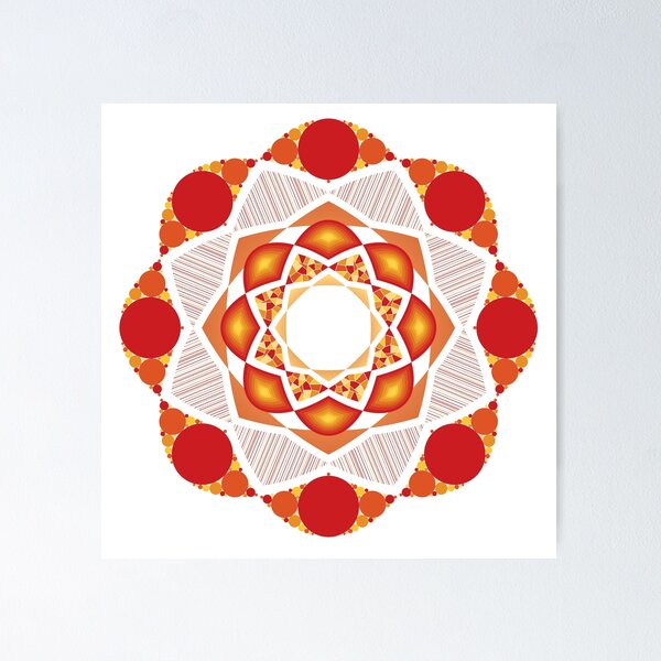 Item preview, Patrón de flores geométricas abstractas en rojo y naranja designed and sold by DHTDesigns.