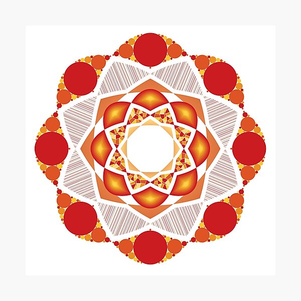 Artikelvorschau, Abstraktes geometrisches Blumenmuster in Rot und Orange entworfen und verkauft von DHTDesigns.