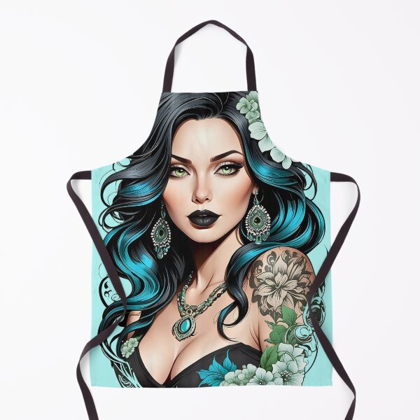 Item preview, Bohemian punk tattooed woman retro vintage floral design designed and sold by BorgSpareParts.