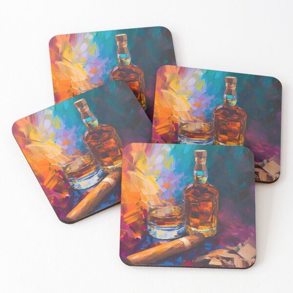 Item preview, Revelry in Strokes- A Symphony of Vibrant Whiskey and Cigar Celebration Generative AI designed and sold by OlfactoART Studio.