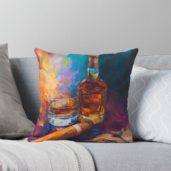 Item preview, Revelry in Strokes- A Symphony of Vibrant Whiskey and Cigar Celebration Generative AI designed and sold by OlfactoART Studio.
