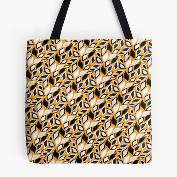 Item preview, Orange & Blue Leaves Seamless Repeating Continuous Pattern Textile  designed and sold by Alchemy-A-La-G.