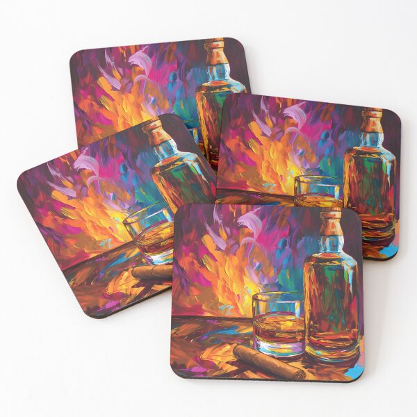 Item preview, Bold Strokes and Spirits- A Whiskey-Cigar Celebration in Impasto Generative AI designed and sold by OlfactoART Studio.