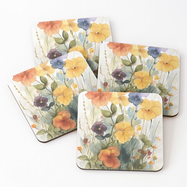 Item preview, Watercolor Field of Helenium designed and sold by Peek-Designs.