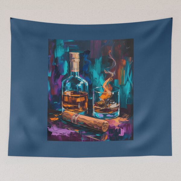Item preview, Festive Fusion- An Impasto Feast of Joy with Whiskey and Cigar AI Generated designed and sold by OlfactoART Studio.