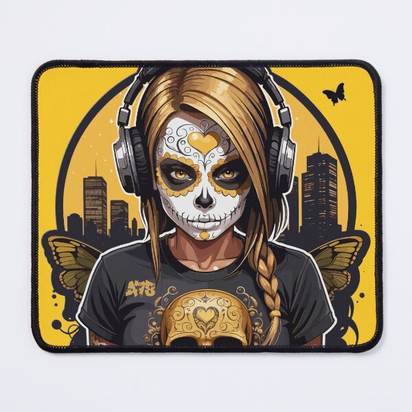 Item preview, Sugar Skull Girl in Black with Golden Skulls (Signature Series 4 of 5) designed and sold by A78-Designs.