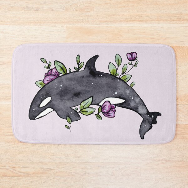 Item preview, Floral orca whale - watercolor illustration designed and sold by Ellen Wilberg.